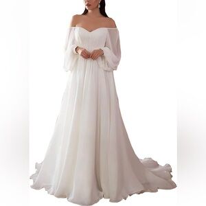 Off shoulder wedding gown. Brand new. Never worn.